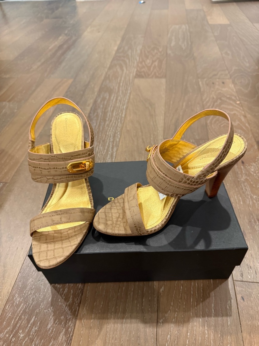 Donna Karan Brown Croc-Embossed Heel Sandals Macys - Picture 6 of 10